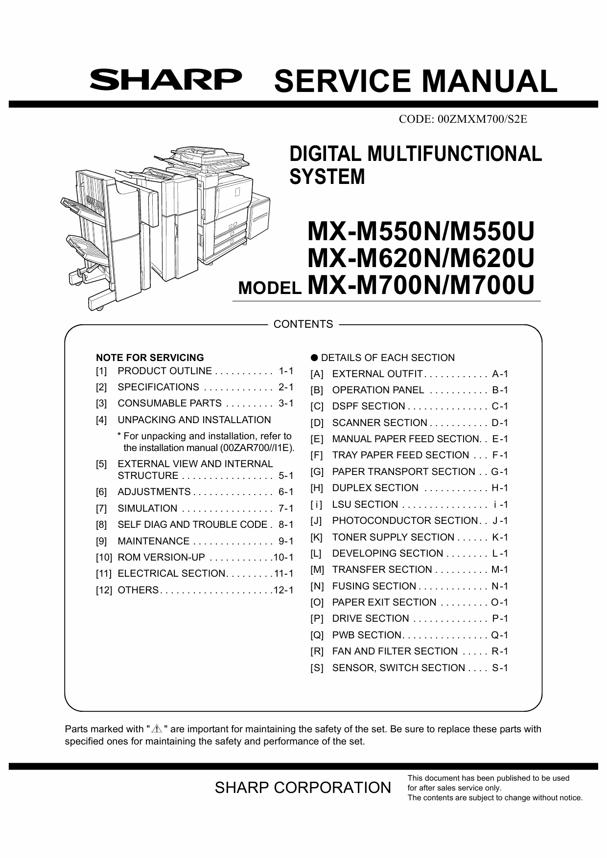 SHARP MX M550 M620 M700 N U Service Manual-1